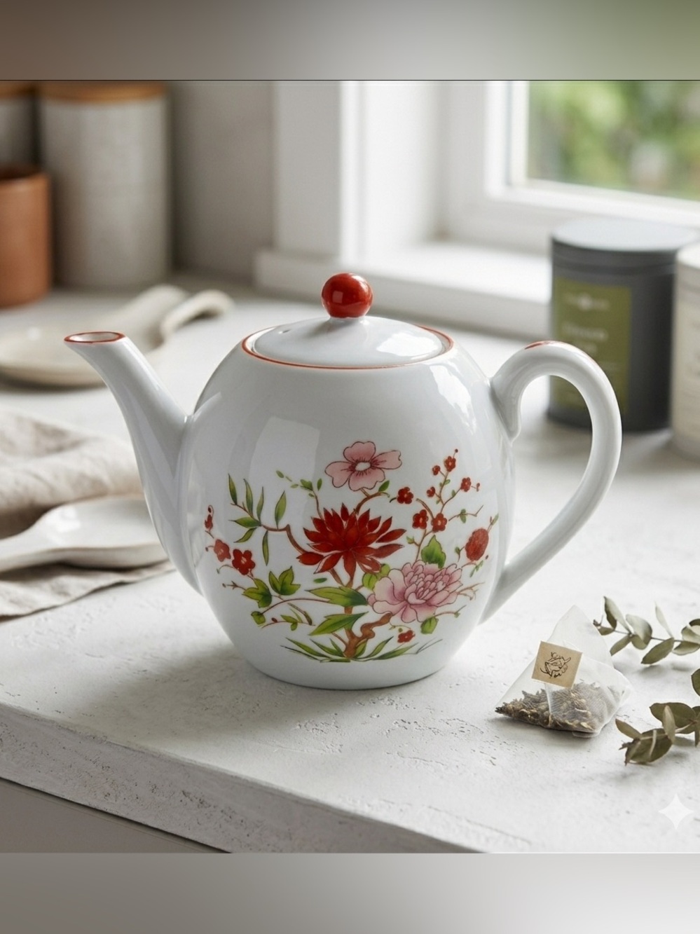 Chinese Porcelain Floral Teapot